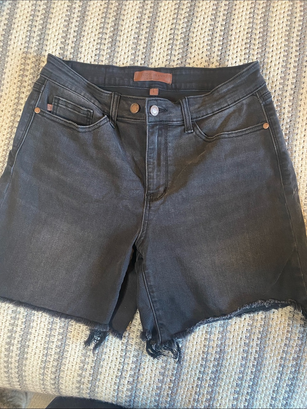 Judy Blue Black Frayed Hem Denim Shorts
